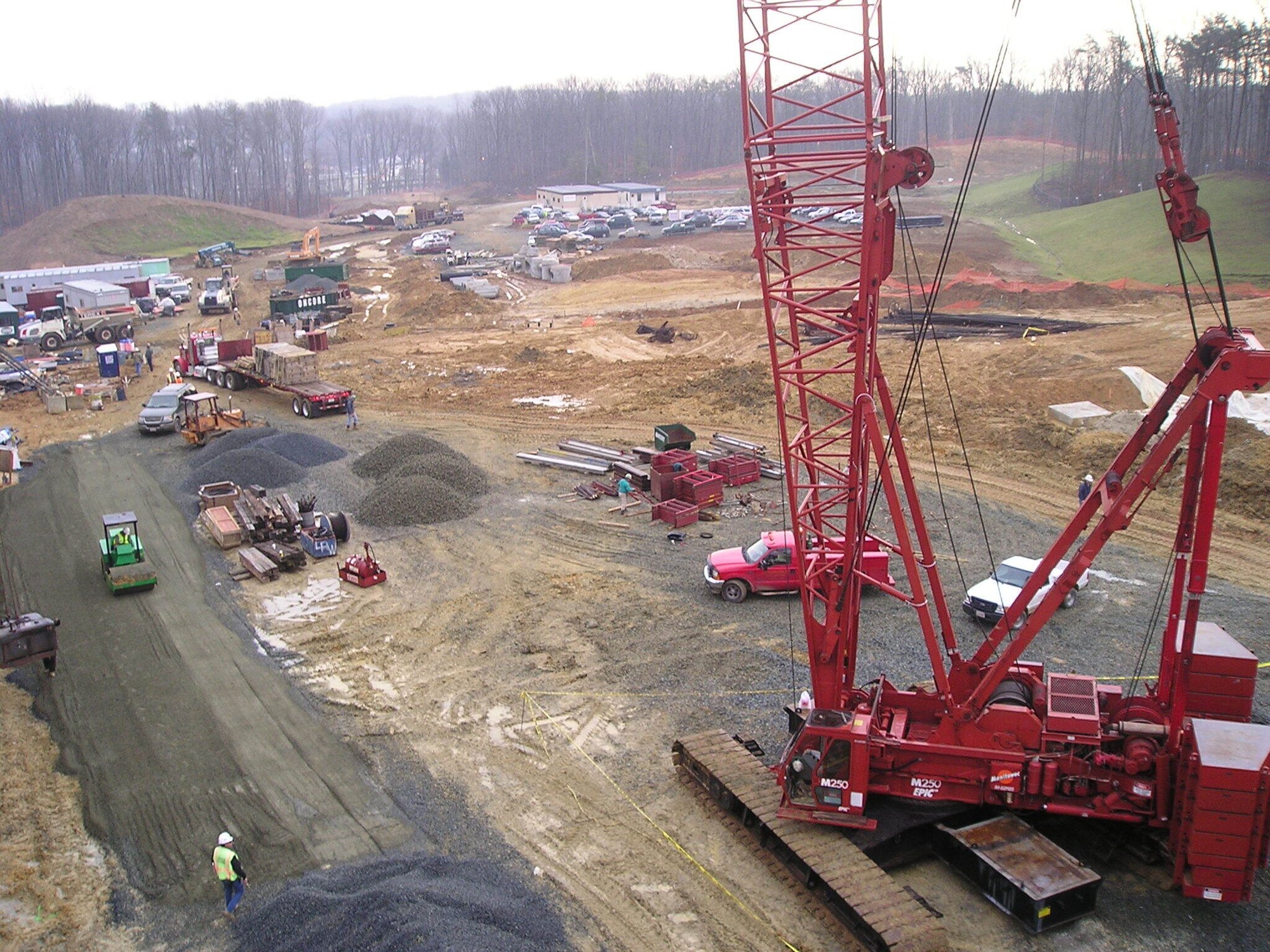 Laydown area being constructed for steel erectors