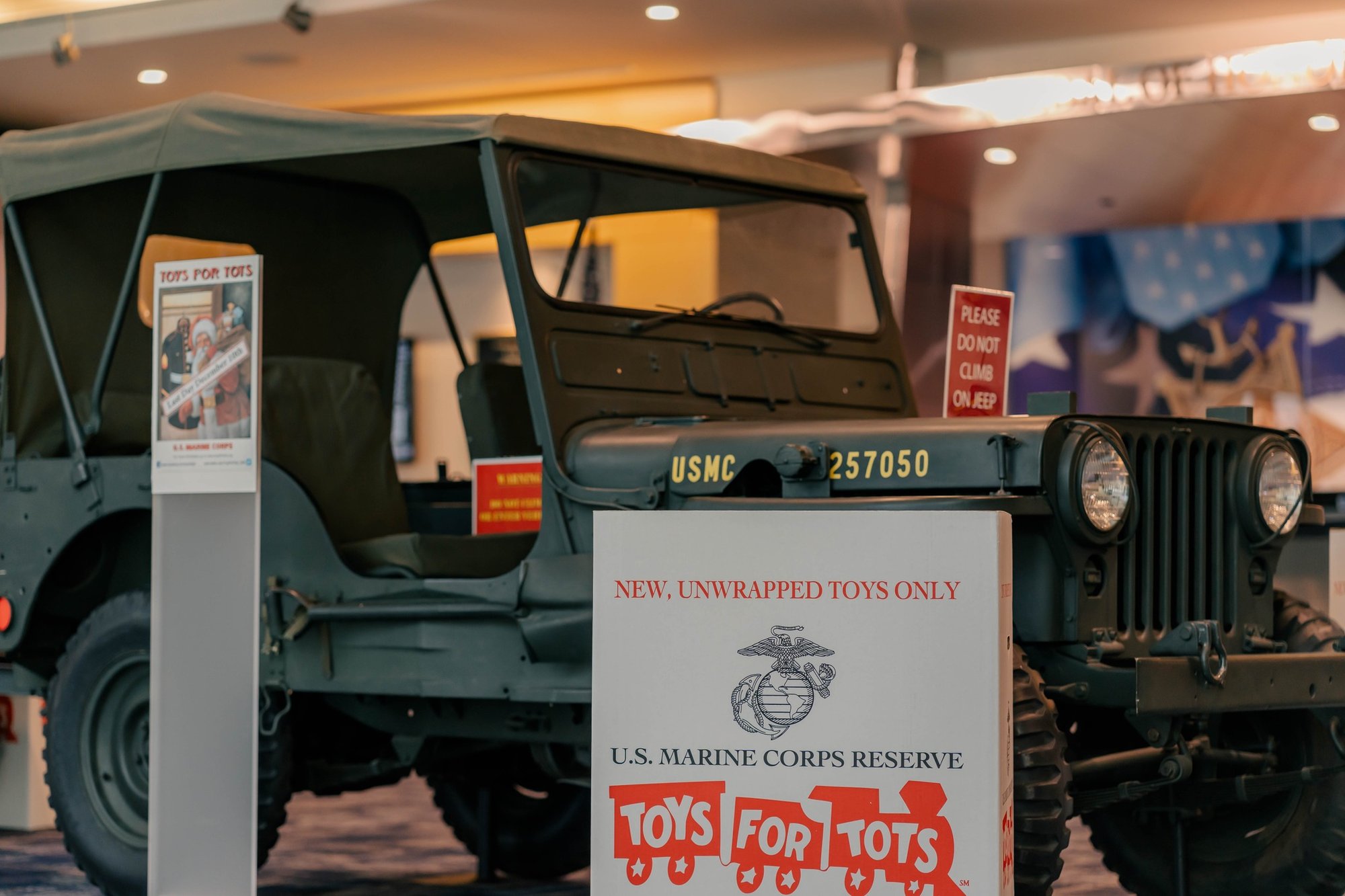 Toys for Tots Jeep inside National Museum of the Marine Corps