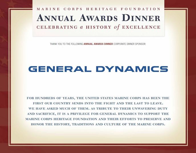 Annual Awards Corporate Dinner Sponsor: General Dynamics